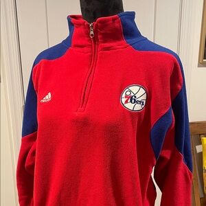 Adidas Red and Blue 76ers Quarter-Zip